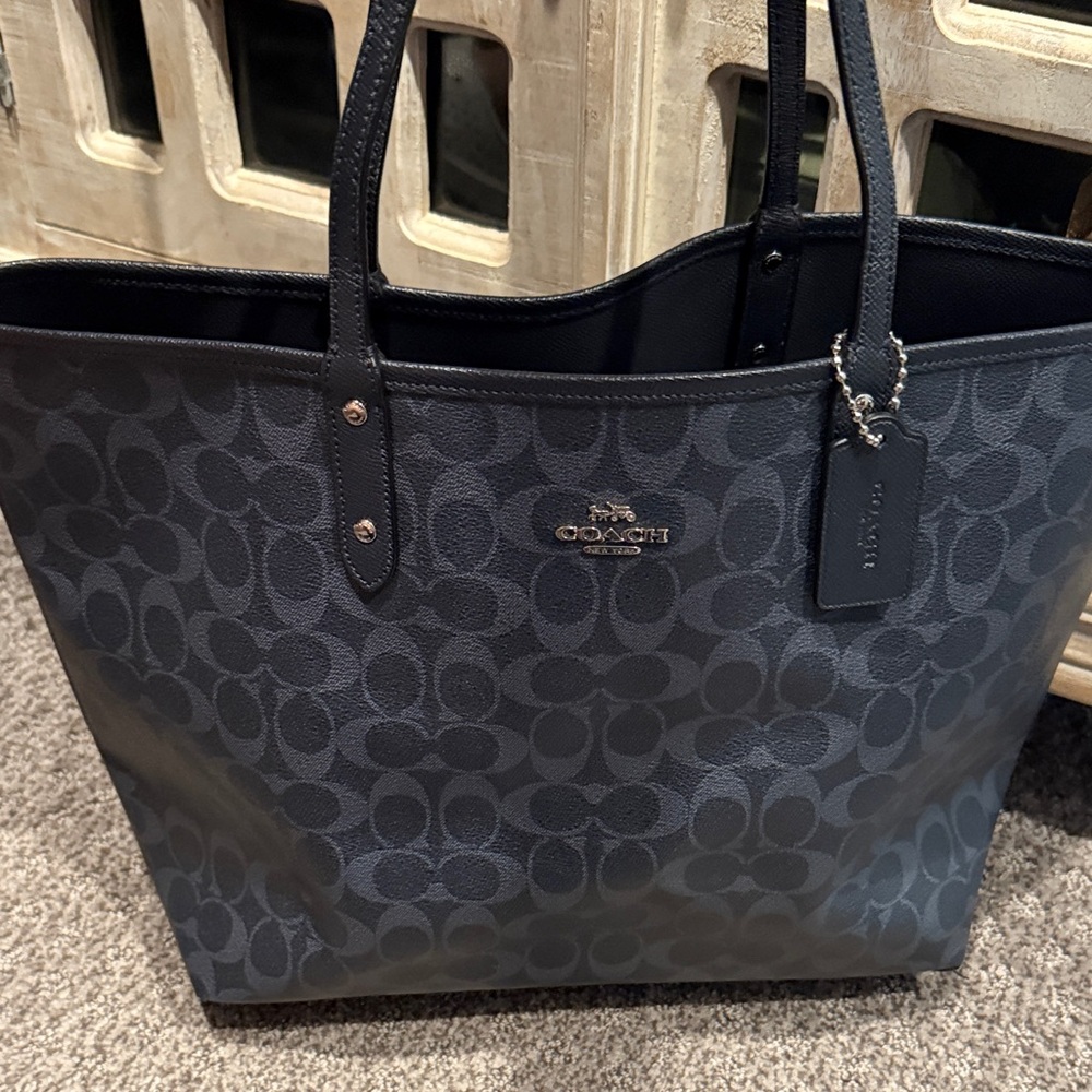 Coach Dark Blue Signature Tote